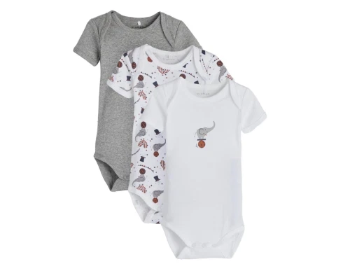 Name It grey melange body cirkus (3-pak)